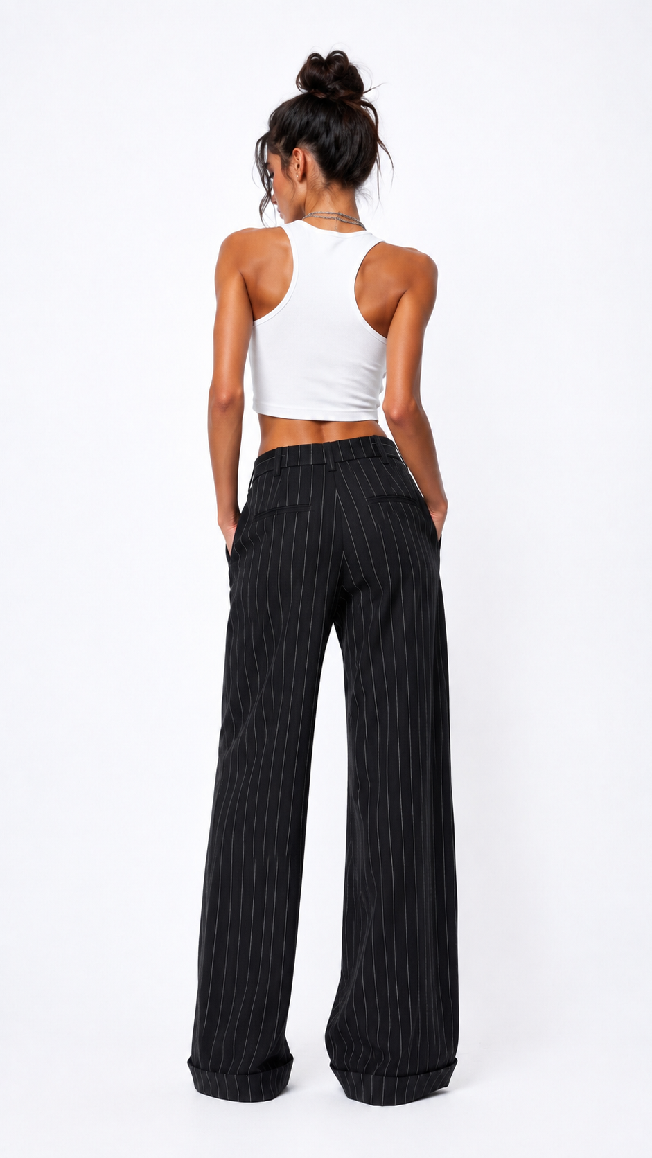 Pantalone palazzo gessato