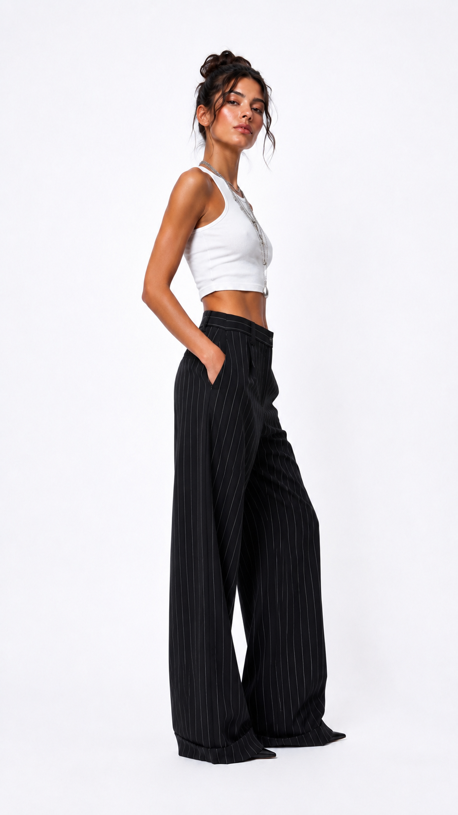 Pantalone palazzo gessato