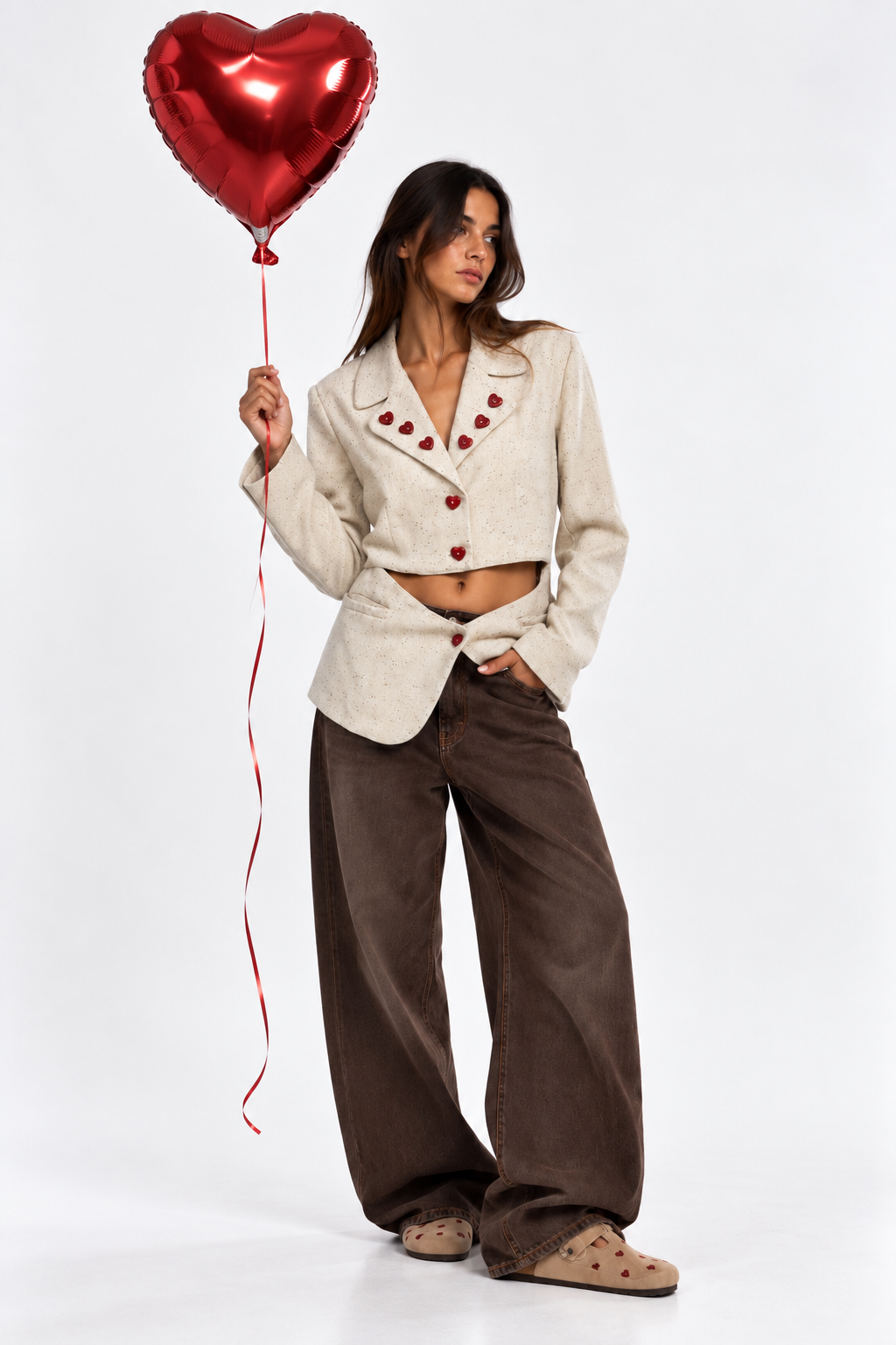 Blazer vintage cut out ‘red hearts’