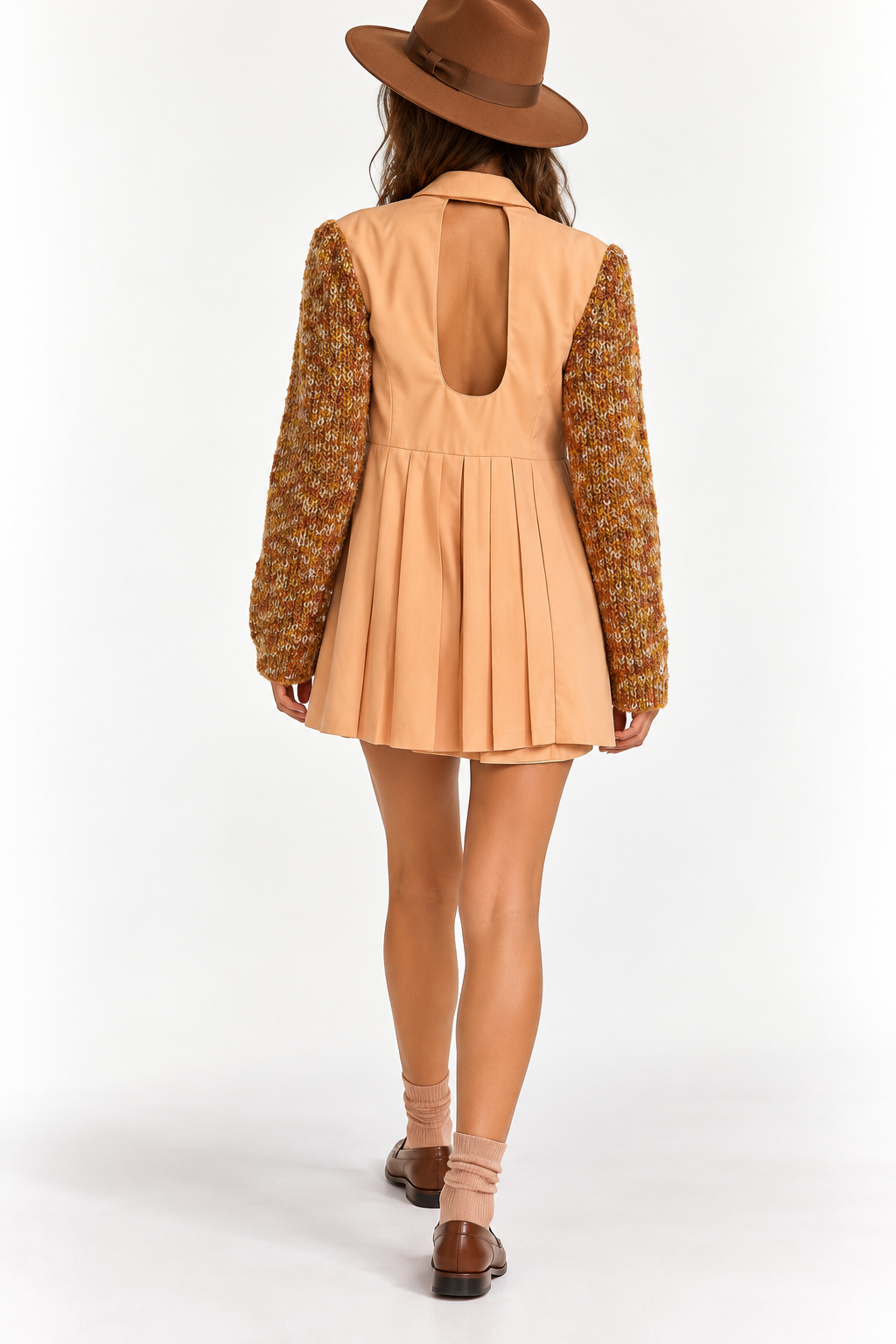 Blazer-robe manteau albicocca & wool handmade