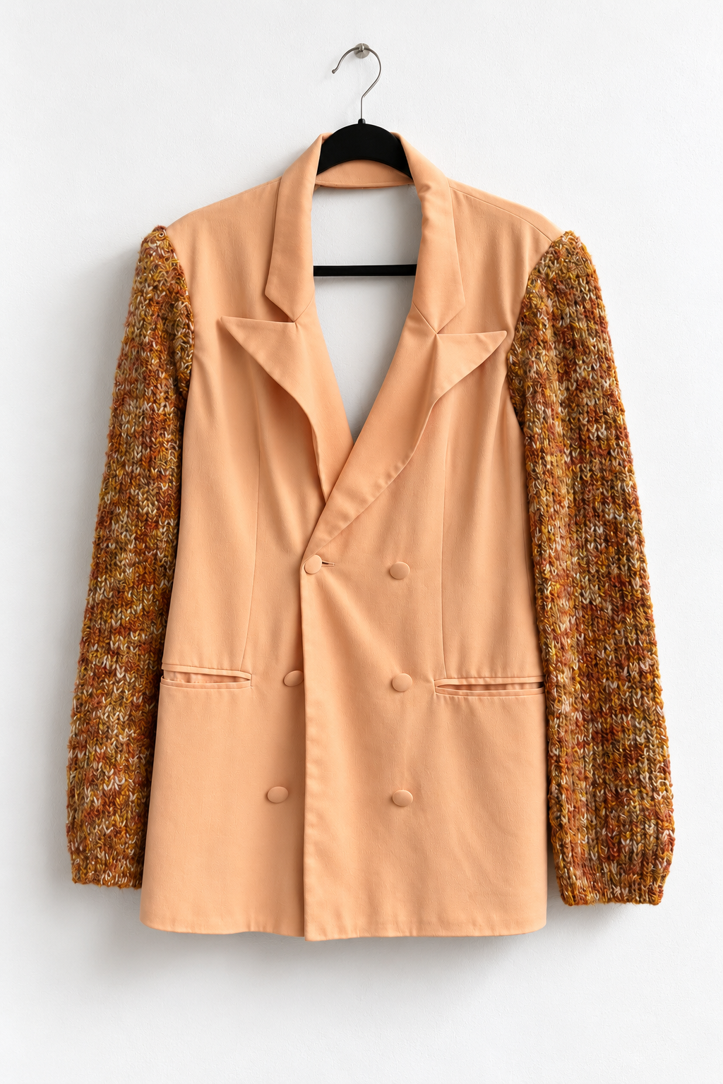 Blazer-robe manteau albicocca & wool handmade