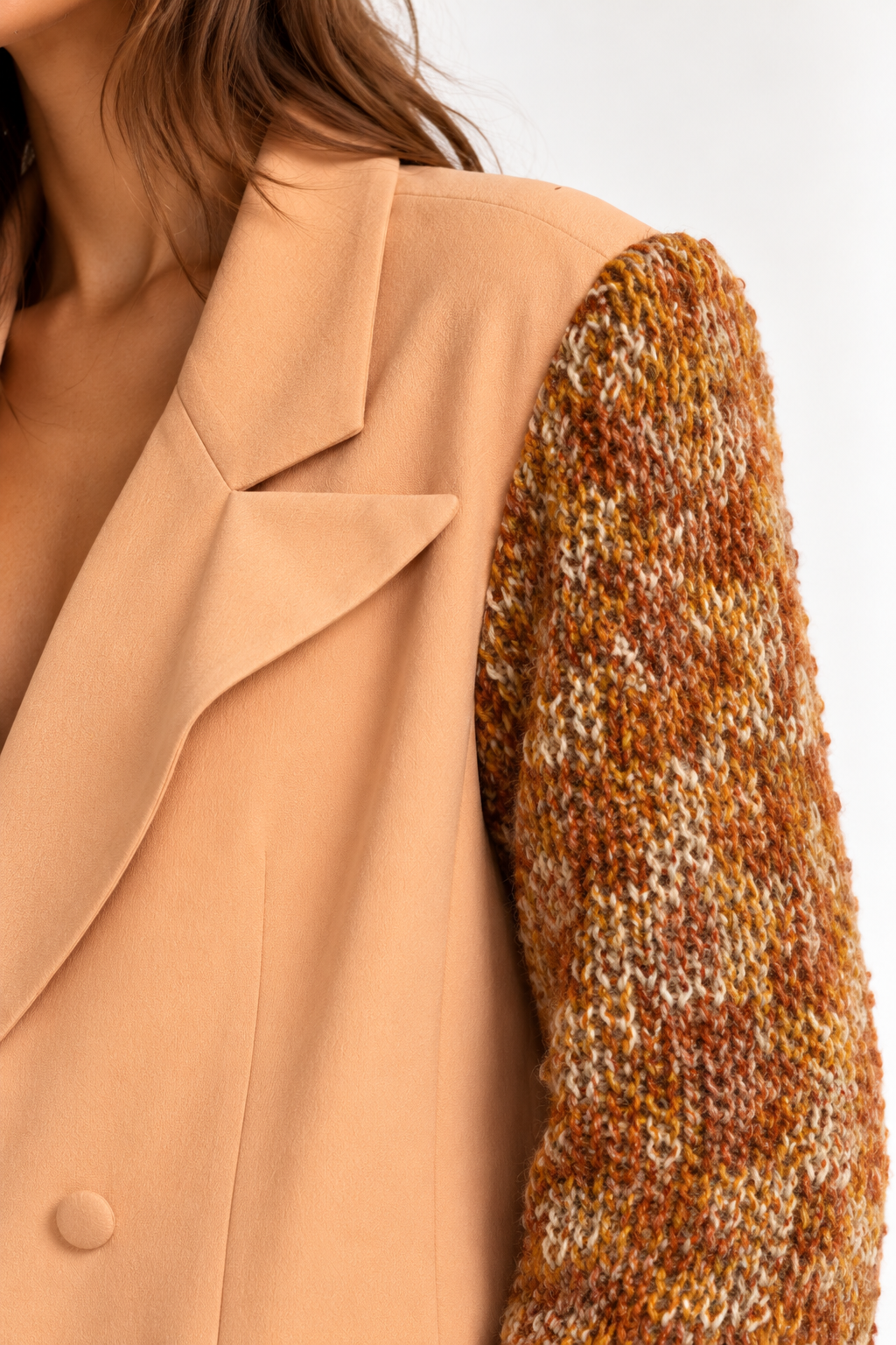Blazer-robe manteau albicocca & wool handmade