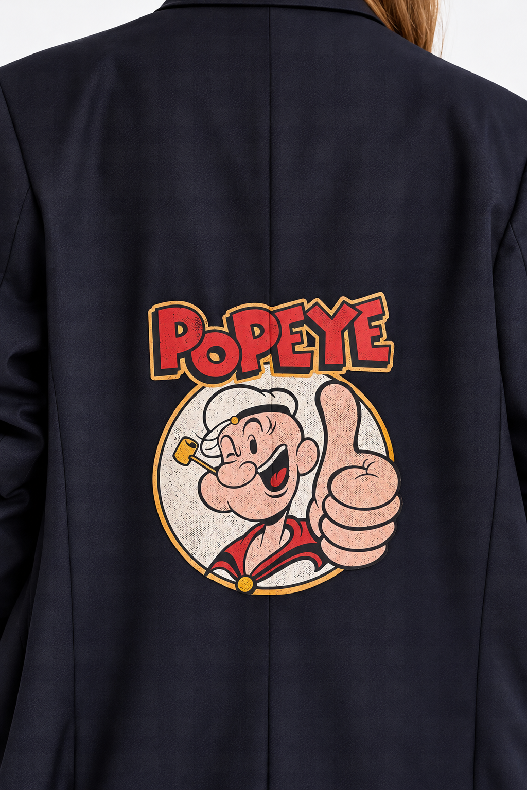 Blazer vintage doppiopetto stampa ‘Popeye’ handmade