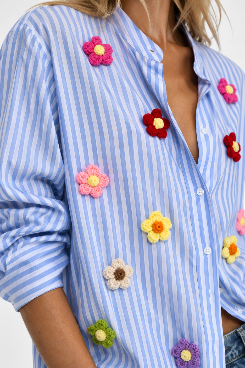 Camicia righe ‘Explosion Flowers’