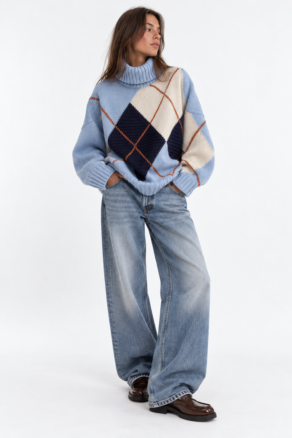 Maglione oversize vintage rombi